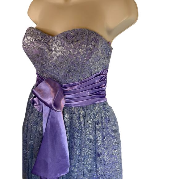 As U Wish Purple Lace Strapless Formal Party Prom Dress 5 - Picture 6 of 10
